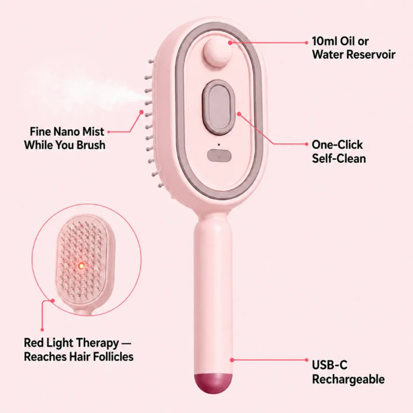 Steam Mist Brush — Detangle, Hydrate & Smooth Any Hair Type