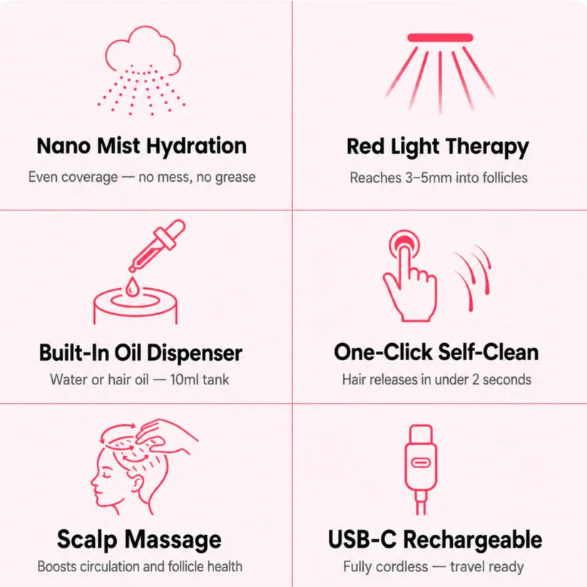 Steam Mist Brush — Detangle, Hydrate & Smooth Any Hair Type